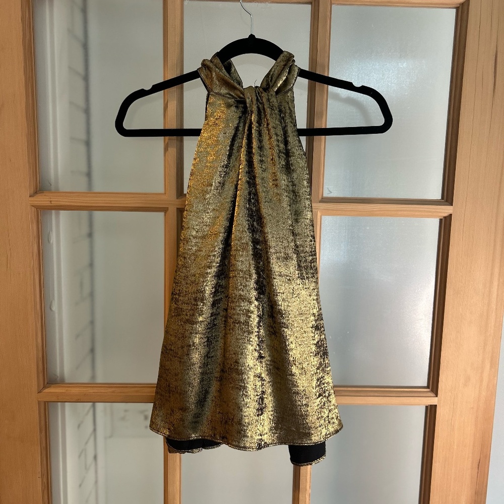 DO+BE Gold High Neck Halter Top Size Small
